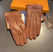 LV Gloves In Brown Orange Lambskin 456343