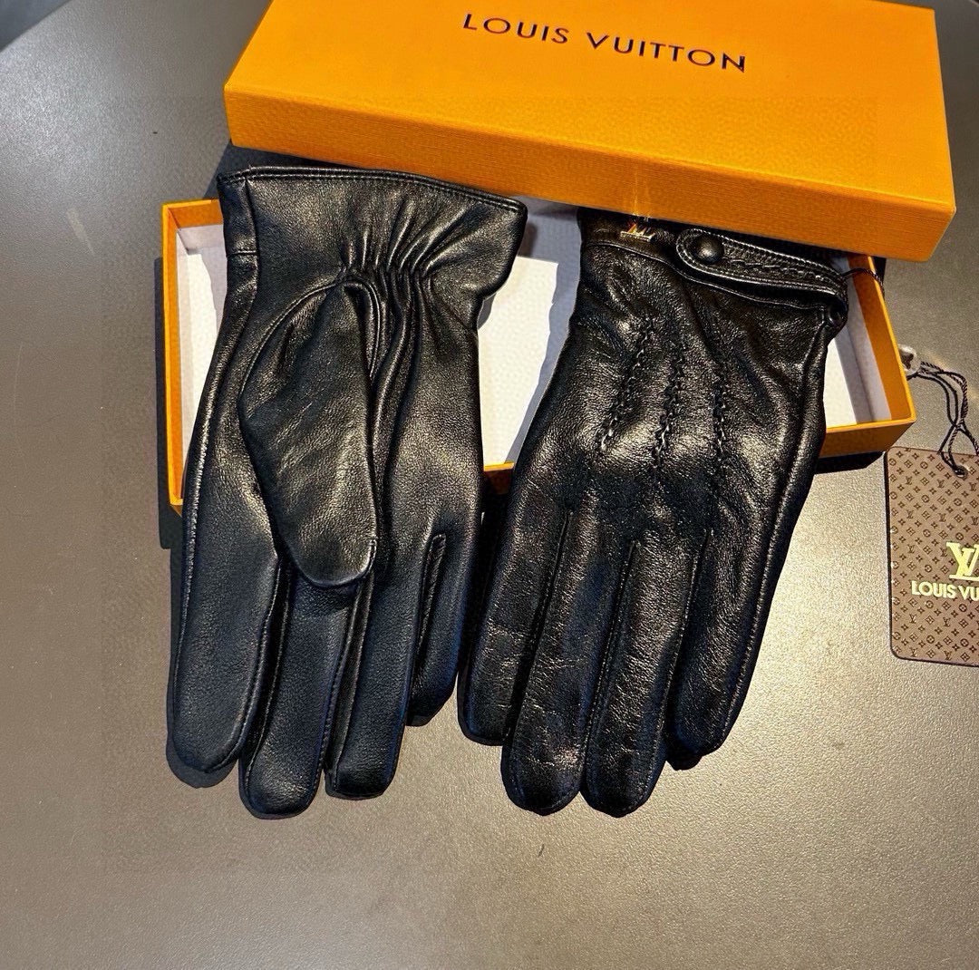 LV Gloves In Black Lambskin 456344