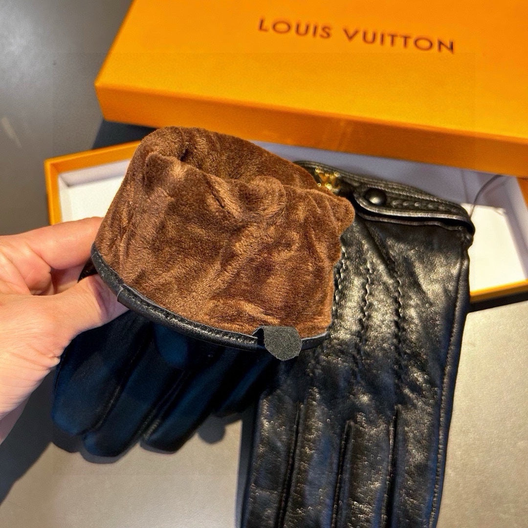 LV Gloves In Black Lambskin 456344