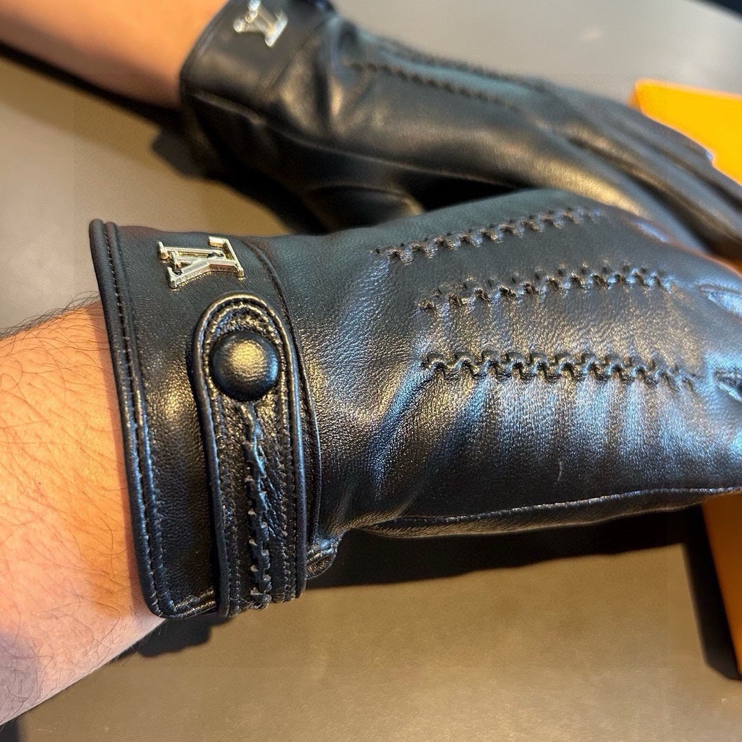 LV Gloves In Black Lambskin 456344