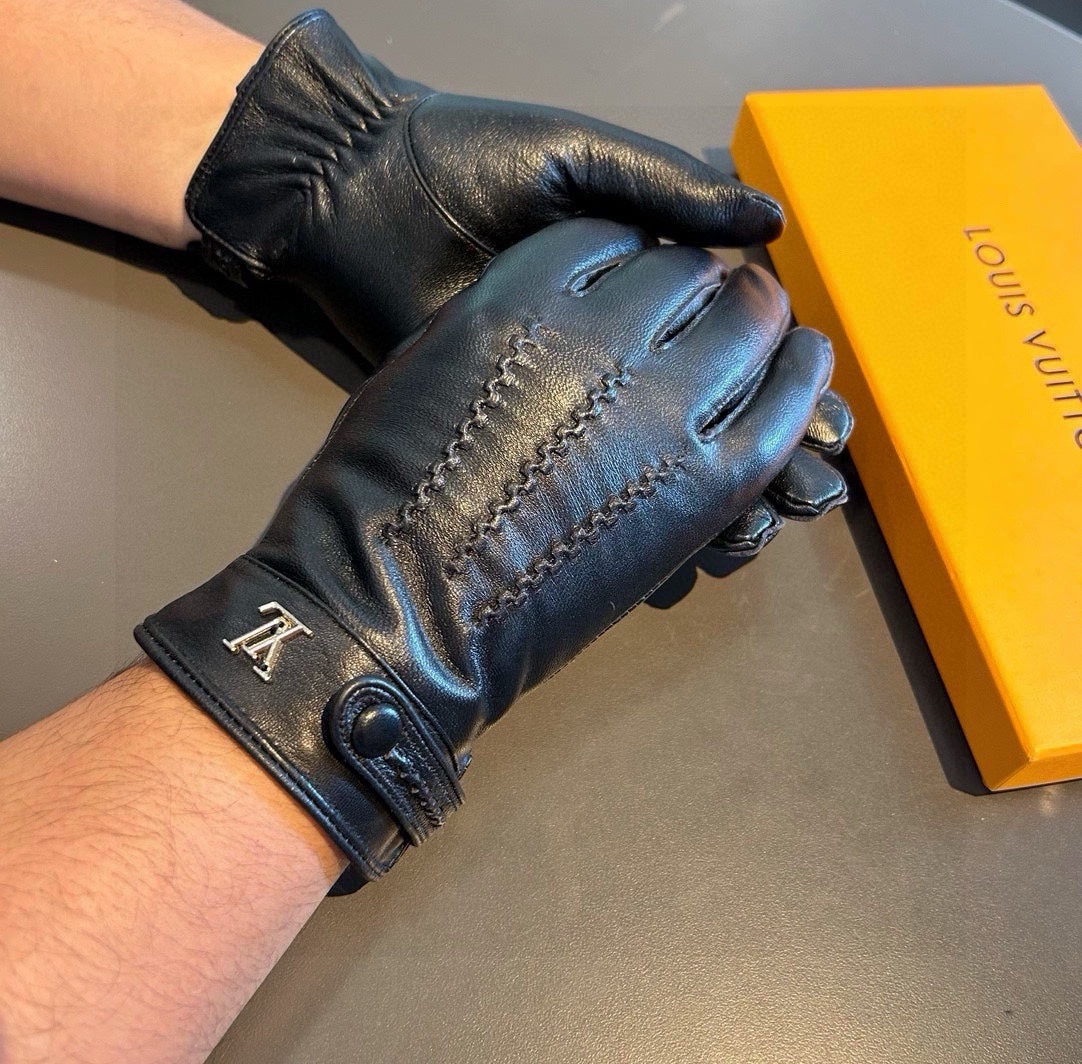 LV Gloves In Black Lambskin 456344
