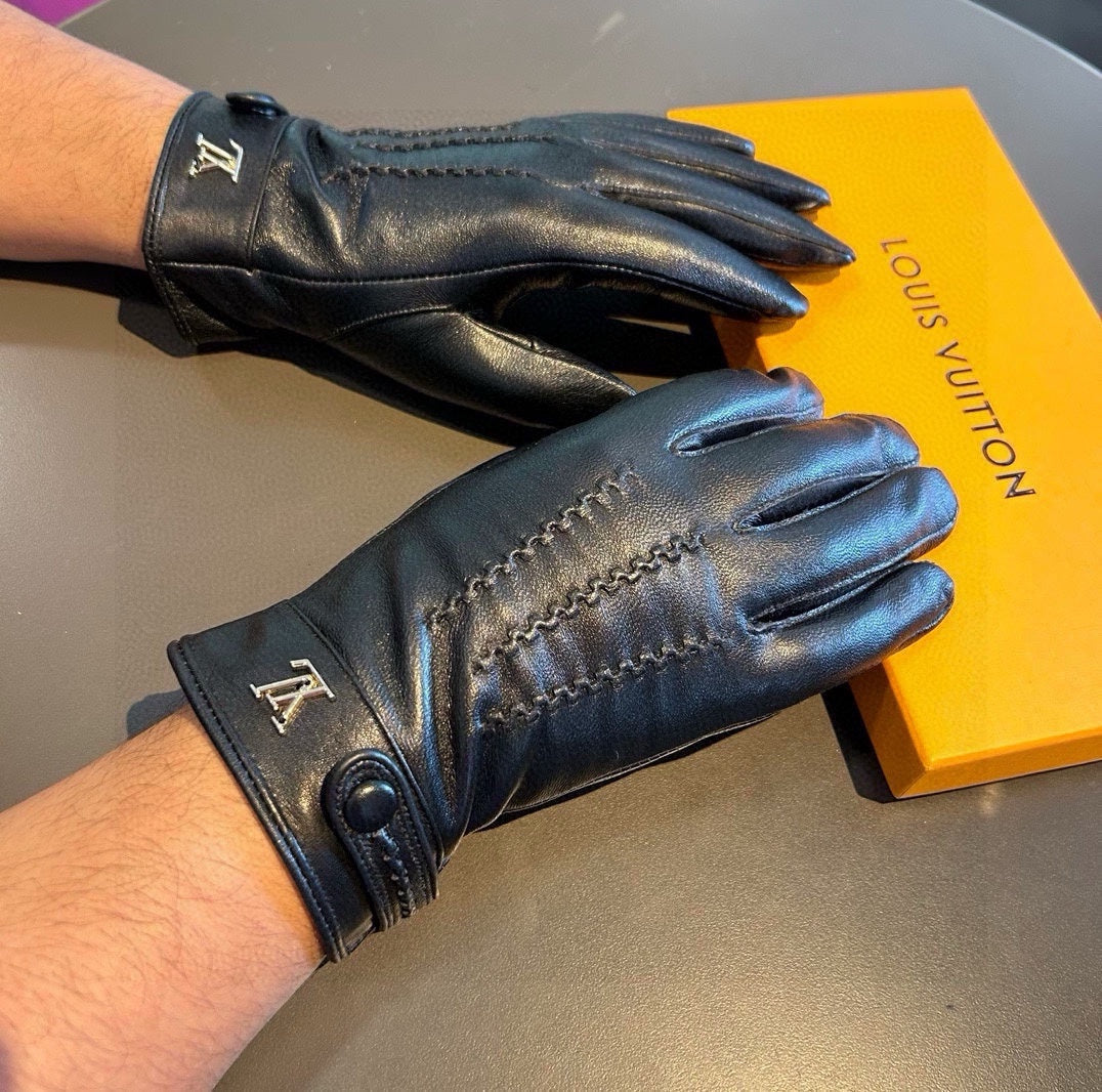 LV Gloves In Black Lambskin 456344