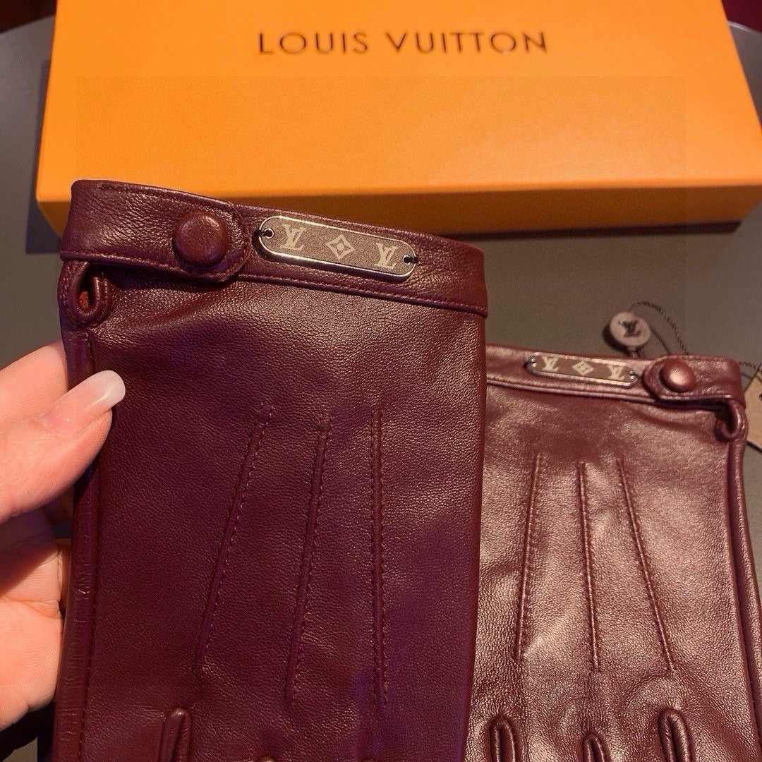 LV Gloves In Burgundy Lambskin 473447