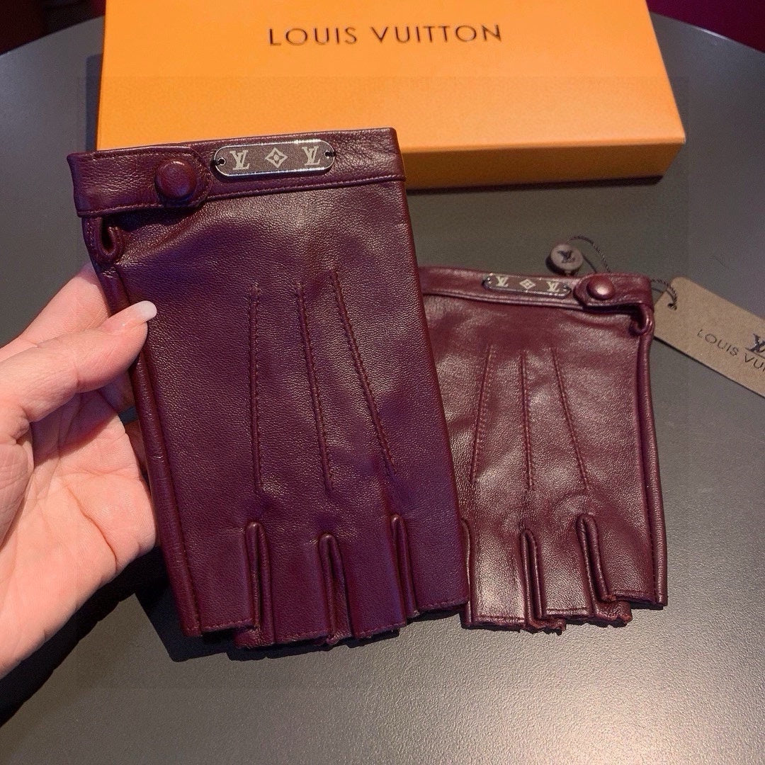 LV Gloves In Burgundy Lambskin 473447