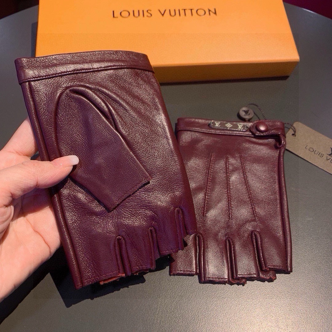 LV Gloves In Burgundy Lambskin 473447