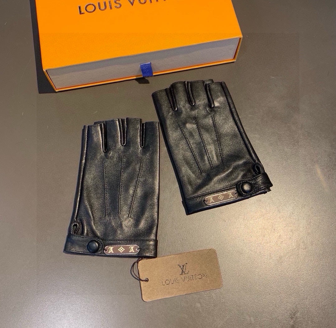 LV Gloves In Black Lambskin 473448