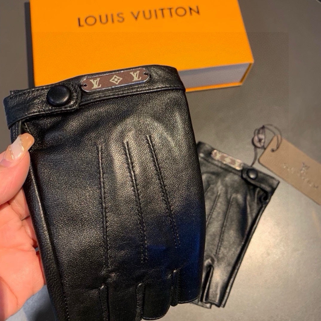 LV Gloves In Black Lambskin 473448