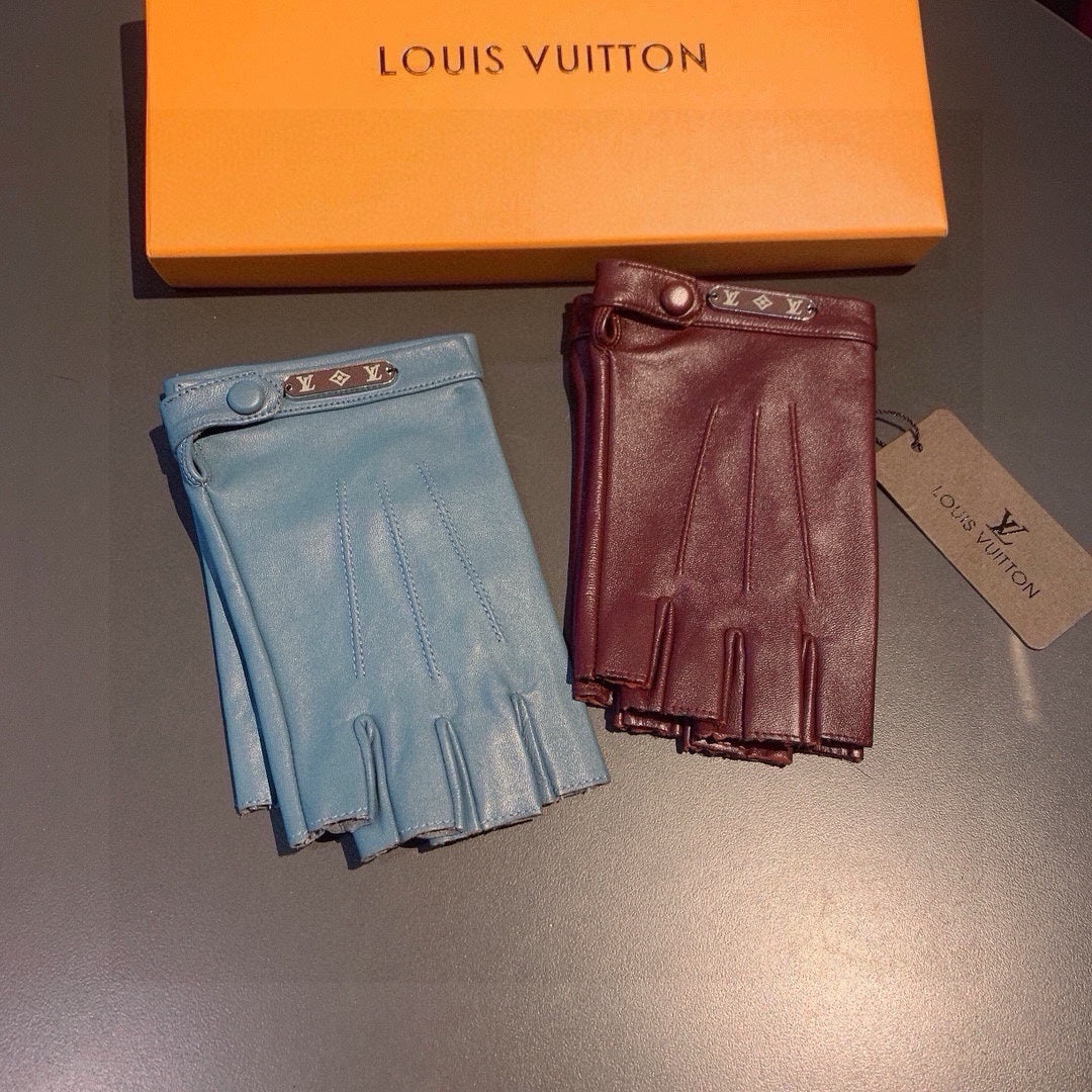 LV Gloves In Blue Grey Lambskin 473449