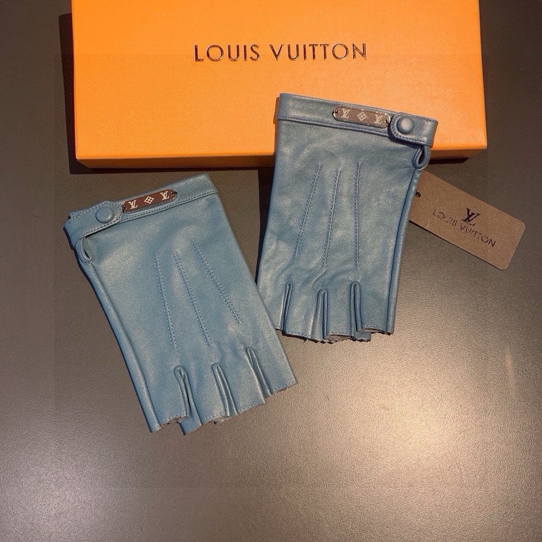 LV Gloves In Blue Grey Lambskin 473449