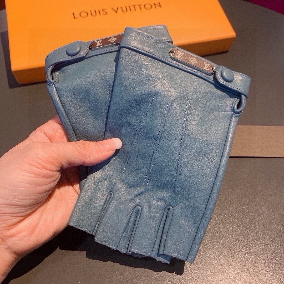 LV Gloves In Blue Grey Lambskin 473449