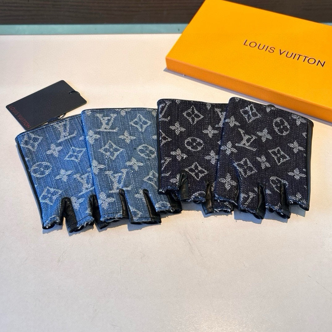 LV Gloves In Blue Demin Fabric 473453