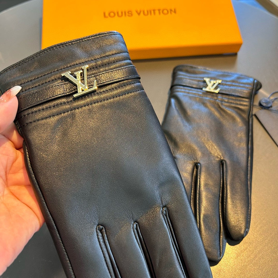 LV Gloves In Black Lambskin 476584