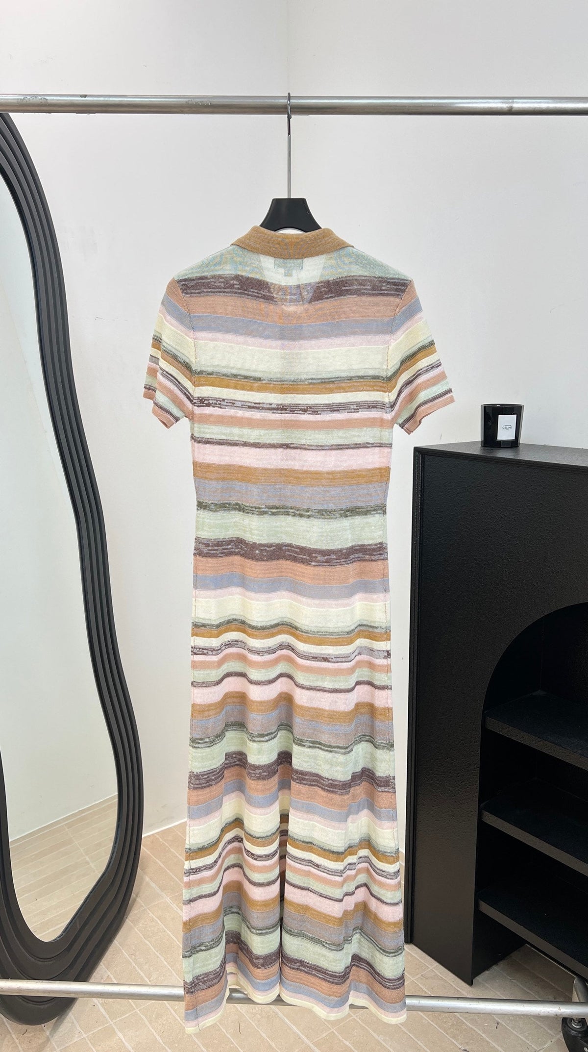 Chanel 2026 Rainbow Striped Knit Dress Cotton 626203