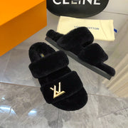 LV Sunset Comfort Flat Mule Black Fleece