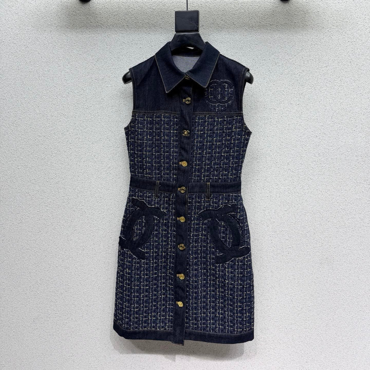 Chanel 2026 Denim Dress Navy Blue Cotton 398280