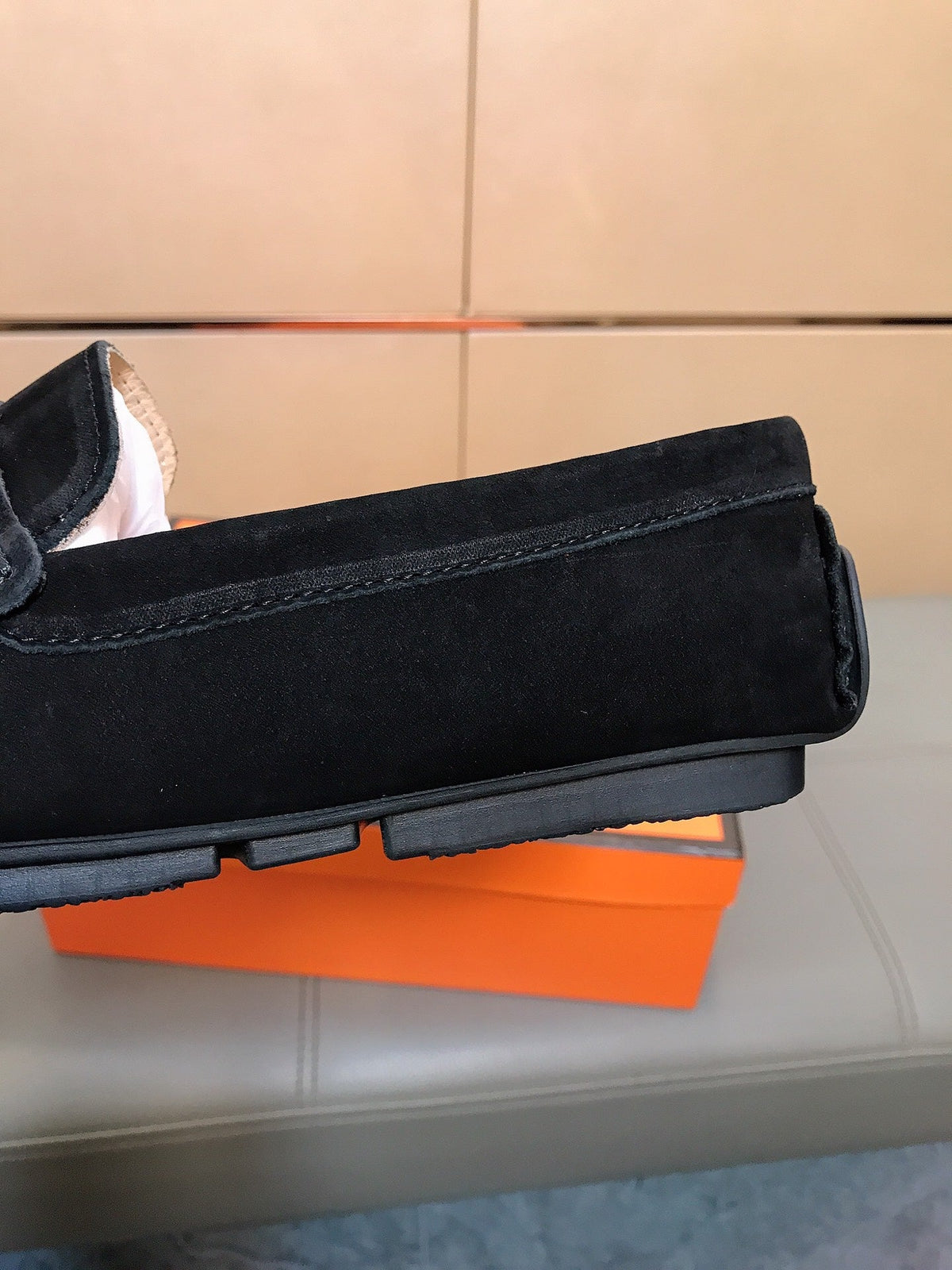 GG Men's Flat Loafer Black Suede 523212