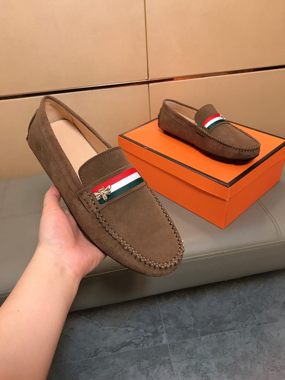 GG Men's Loafer Brown Suede 526673