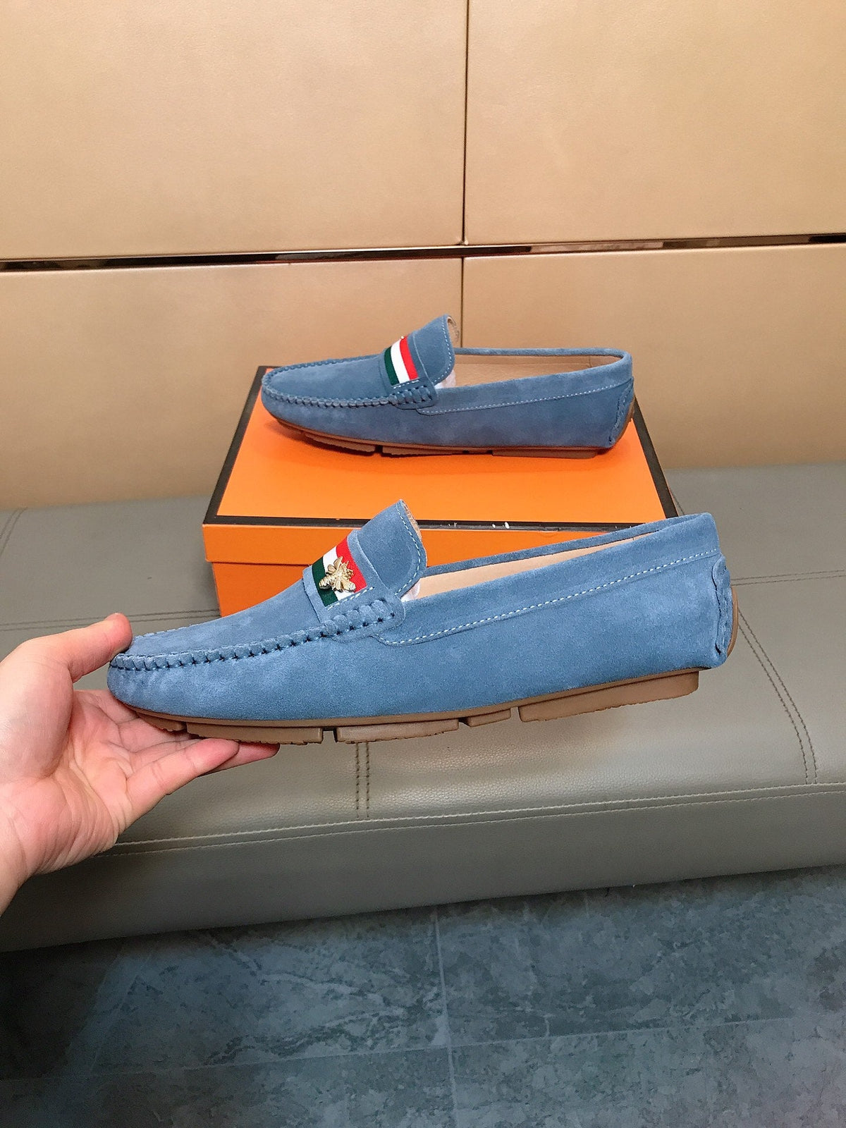GG Men's Loafer Blue Suede 526678