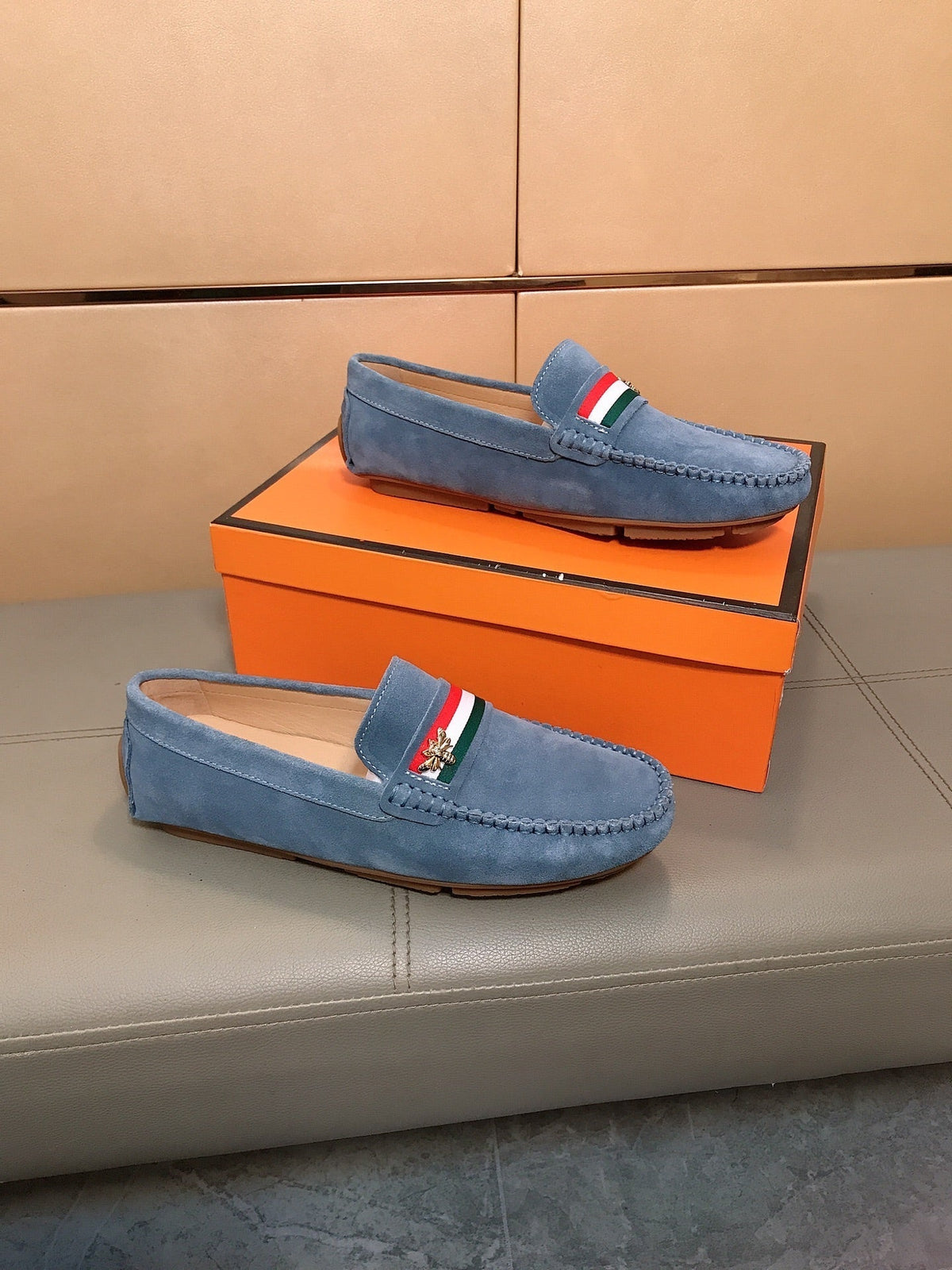 GG Men's Loafer Blue Suede 526678