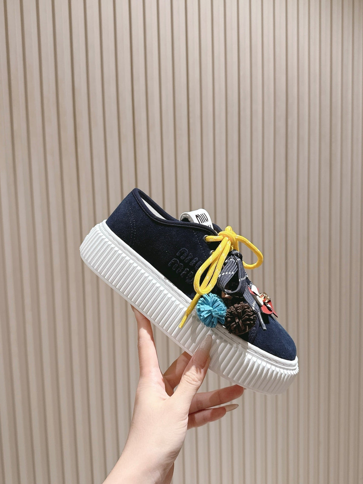 MIU MIU platform sneakers black suede 461869