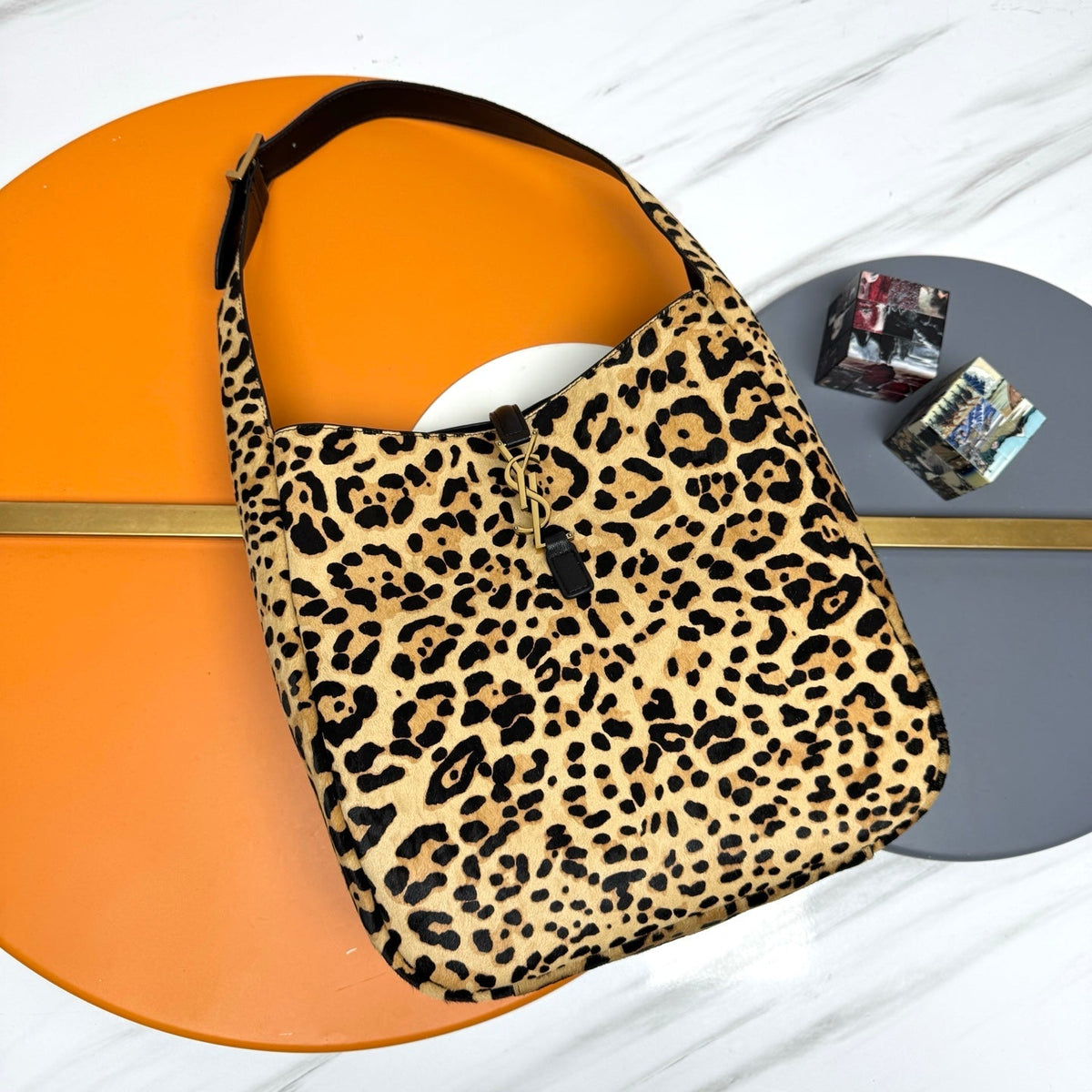 YSL 2026 LE 5 A 7 Leopard Print Handbag 31cm And 23cm Calfskin Hair