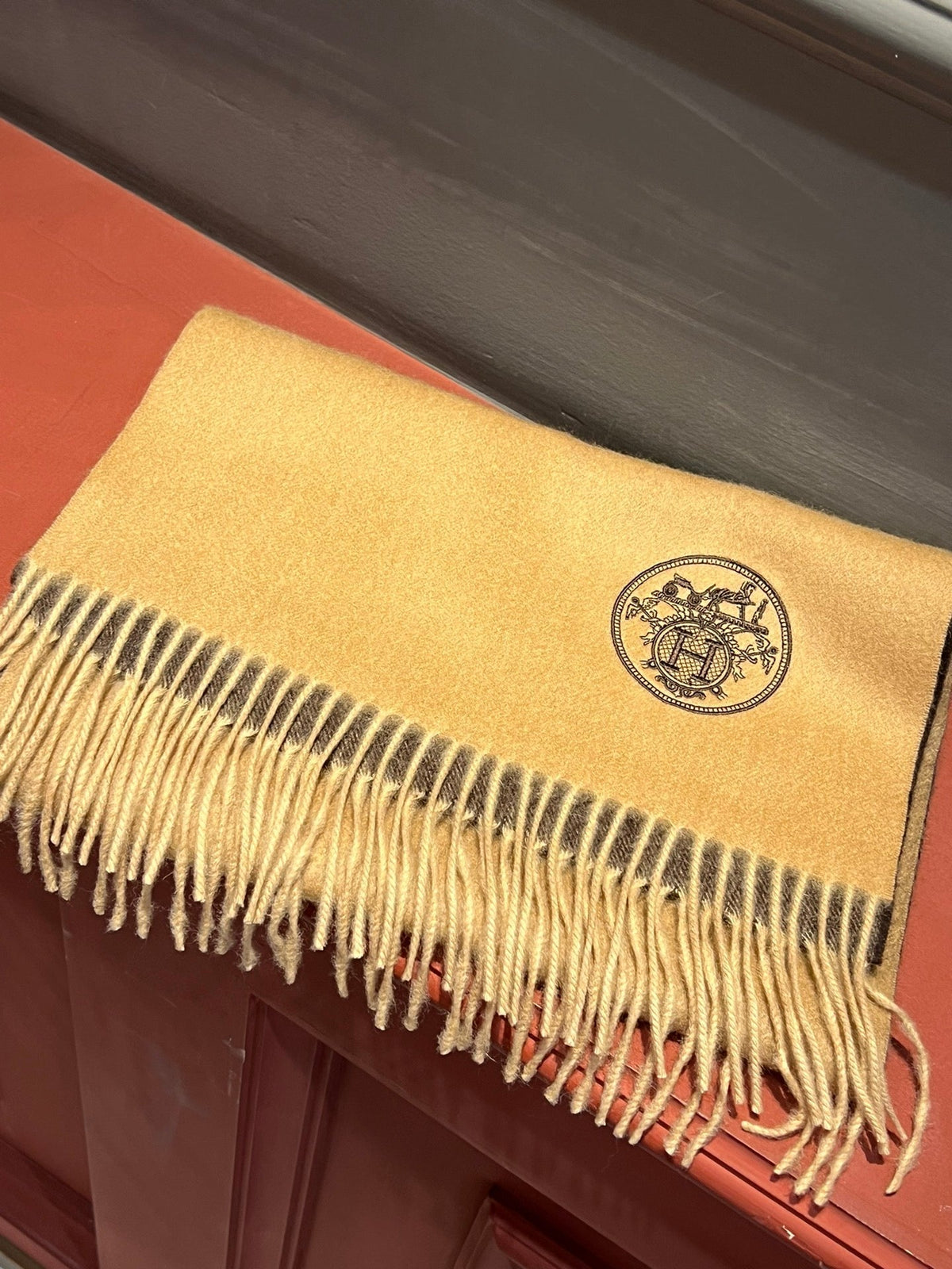Scarf 190 CM In Beige Mix Dark Brown Cashmere