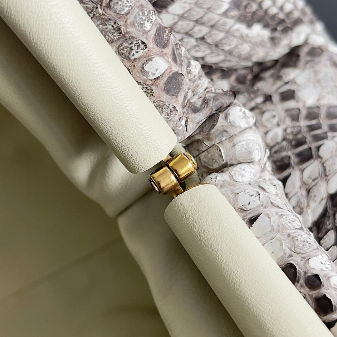 BV Snake Print 38cm Cloud Bag Gray Solf Leather 249681