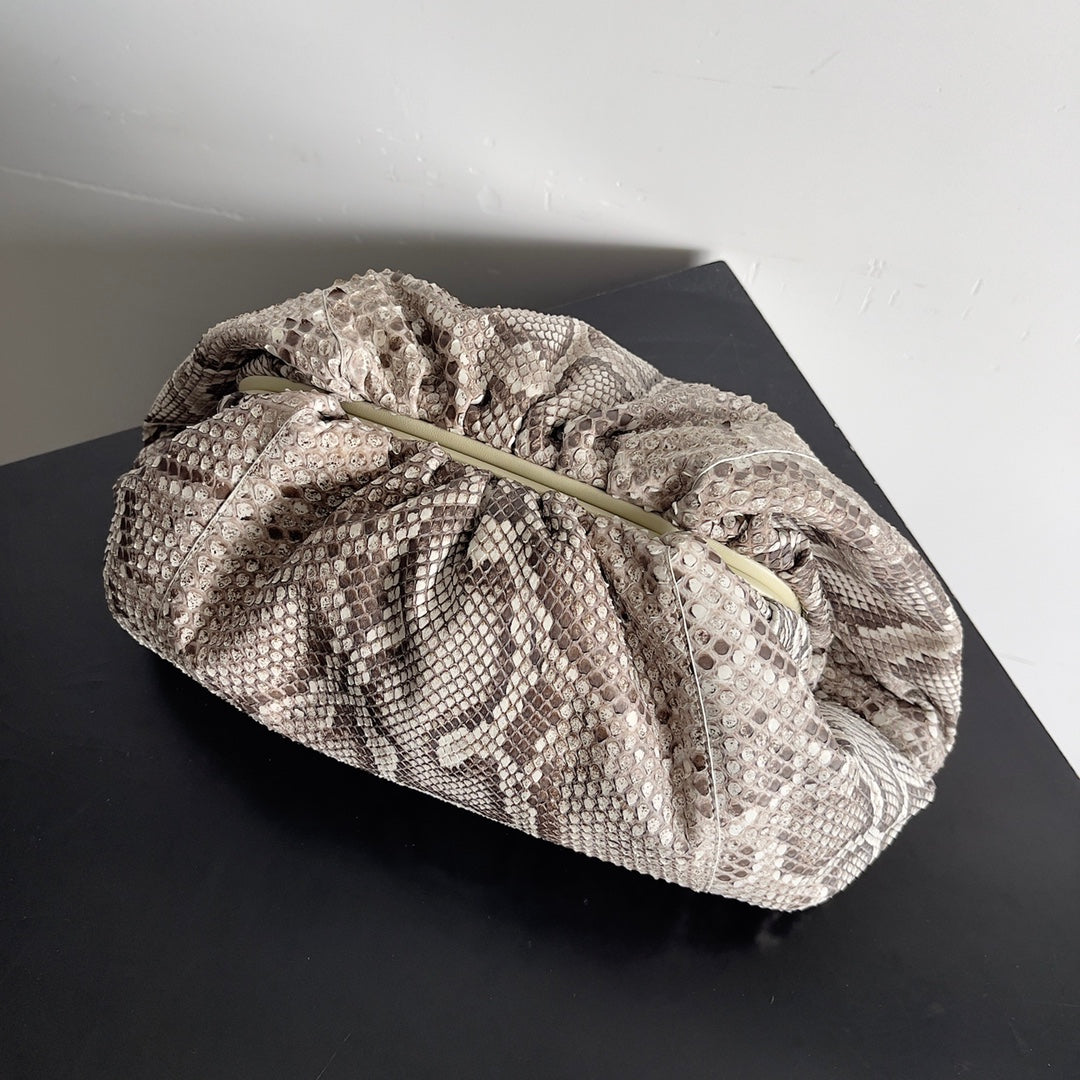 BV Snake Print 38cm Cloud Bag Gray Solf Leather 249681