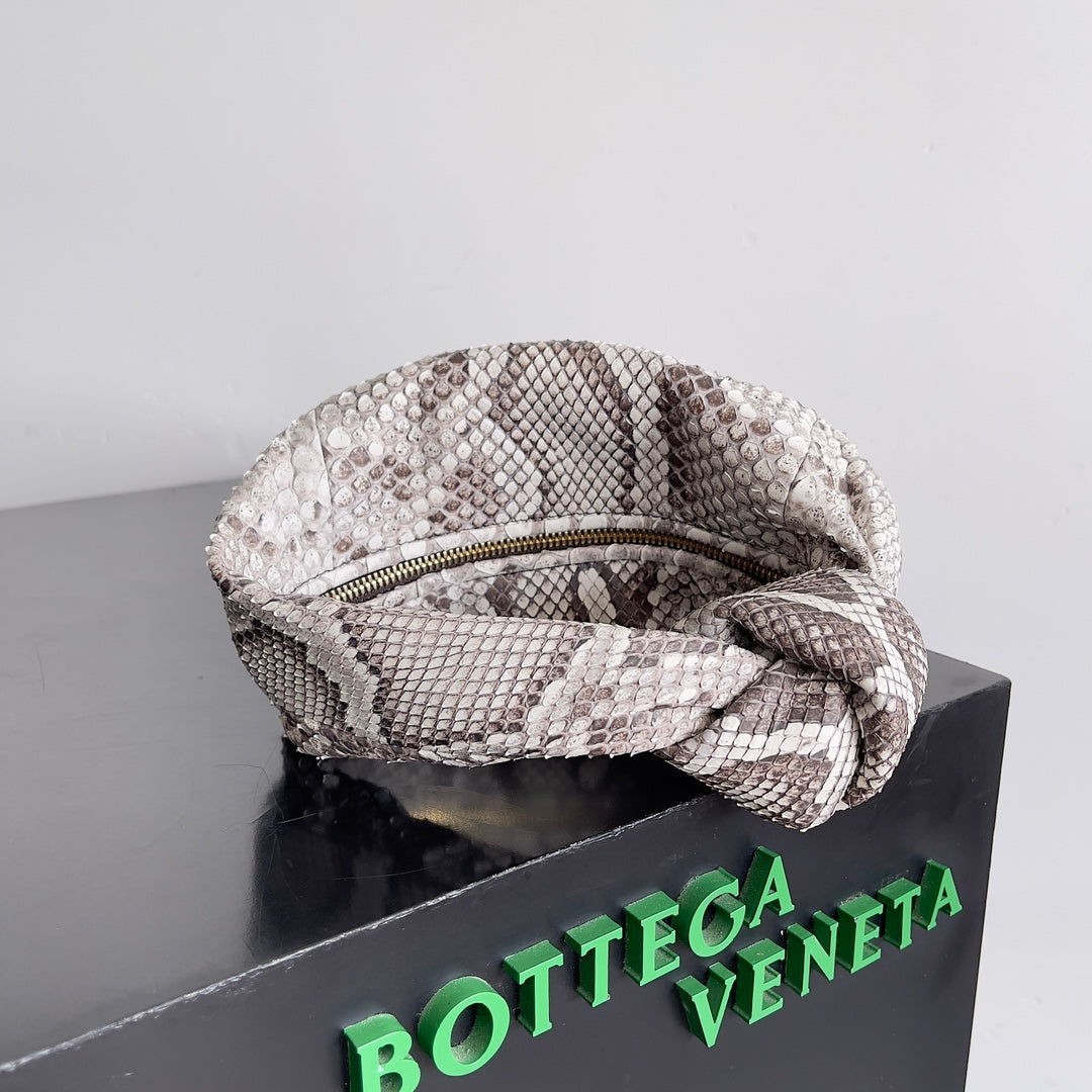 BV Snake Print 23cm Jodie Bag Gray Leather 249683