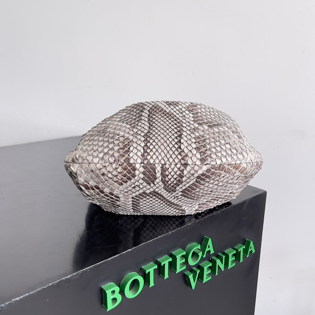 BV Snake Print 23cm Jodie Bag Gray Leather 249683