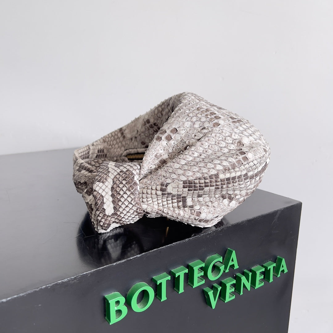 BV Snake Print 23cm Jodie Bag Gray Leather 249683