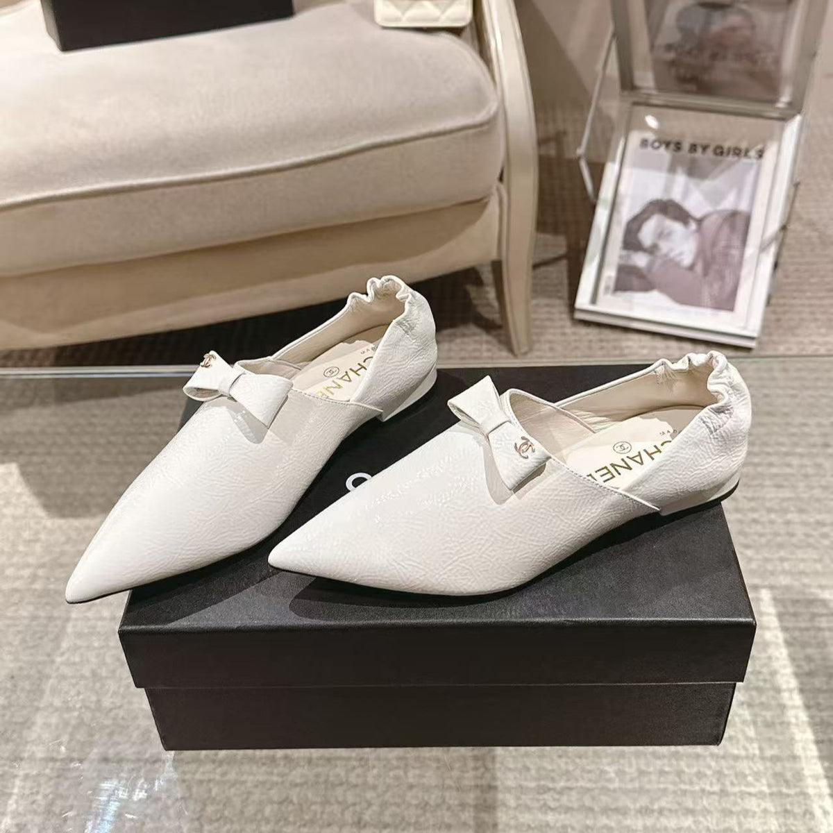 CC 25 Half-Mule Loafers White Sheepskin 363728