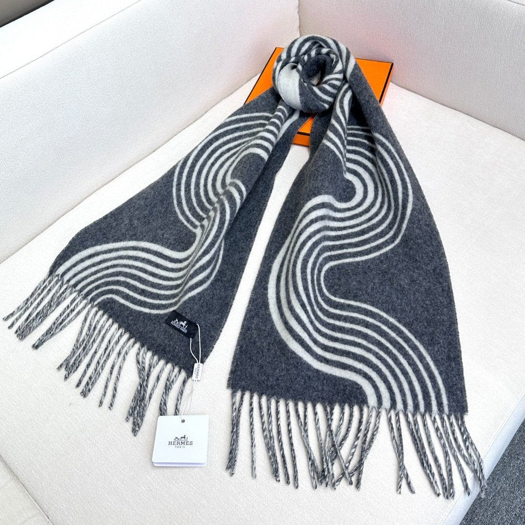 Scarf 180 CM Black Mix White Cashmere