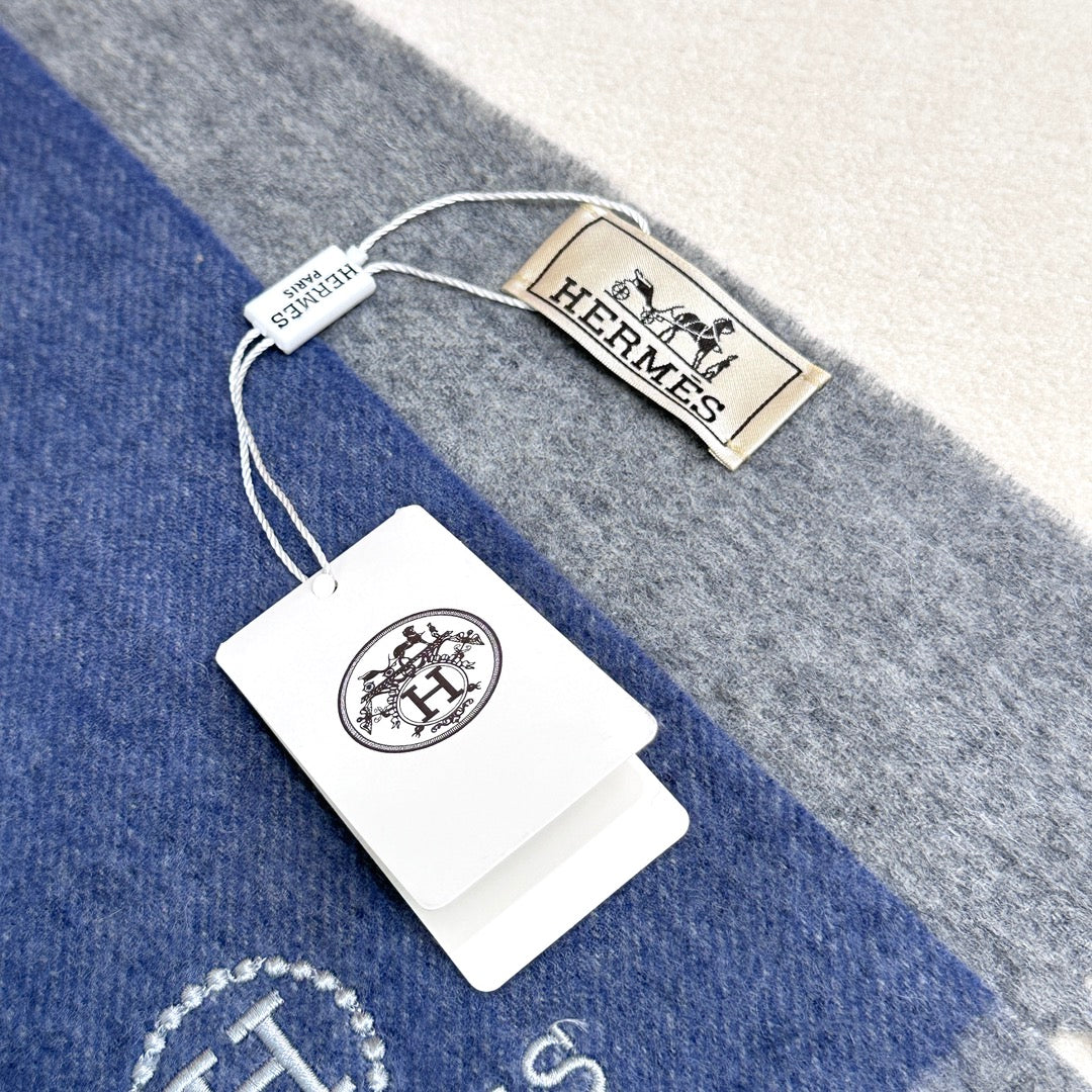 Scarf 180 CM Blue Grey Cashmere
