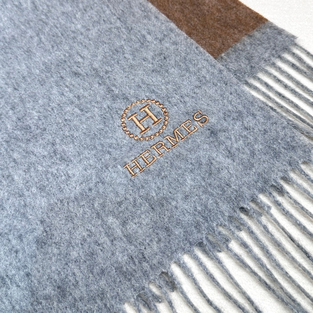 Scarf 180 CM Brown Grey Cashmere