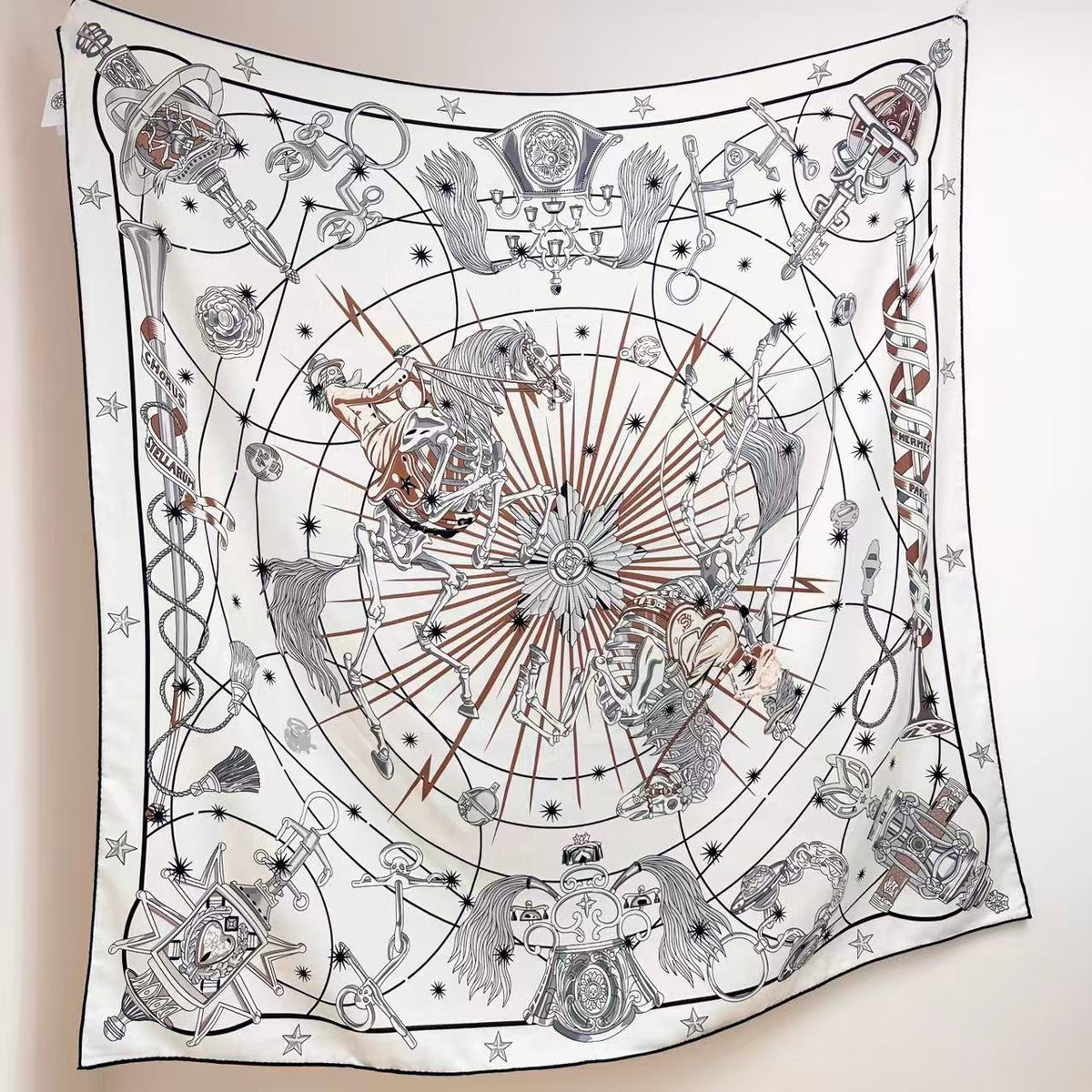 HM  Creative Origins Scarf 135CM White Cashmere Silk 969434