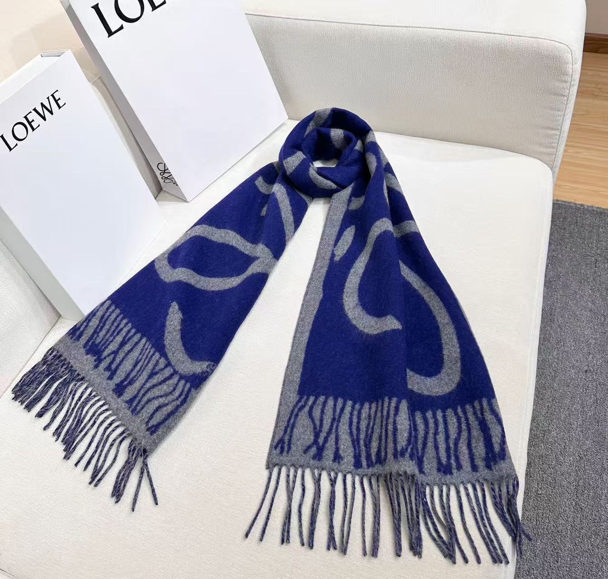 Loewe Scarf 180CM Blue Cashmere 962788