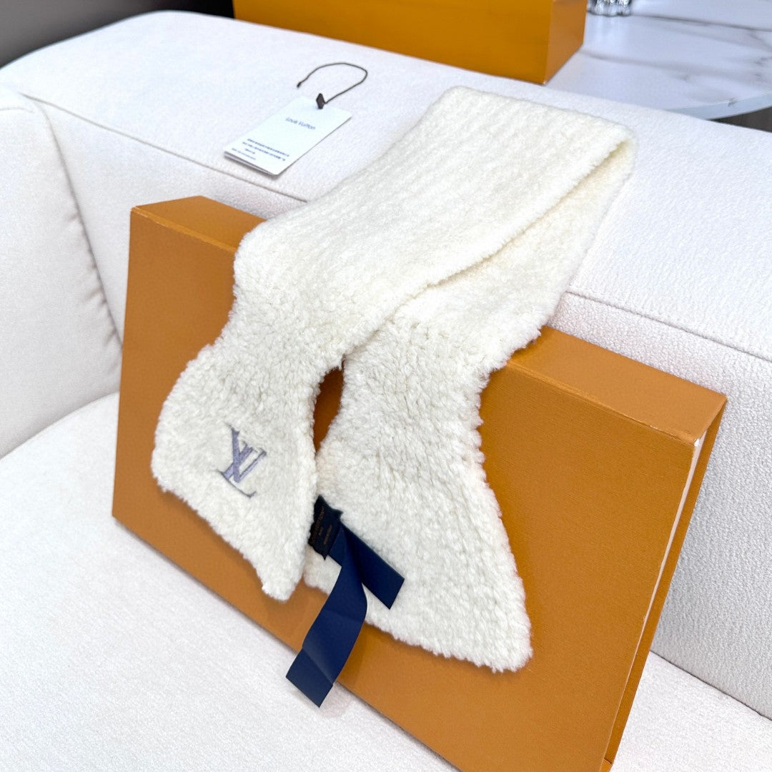 LV Mini Comfy Scarf 70cm White Sheep Wool 978747
