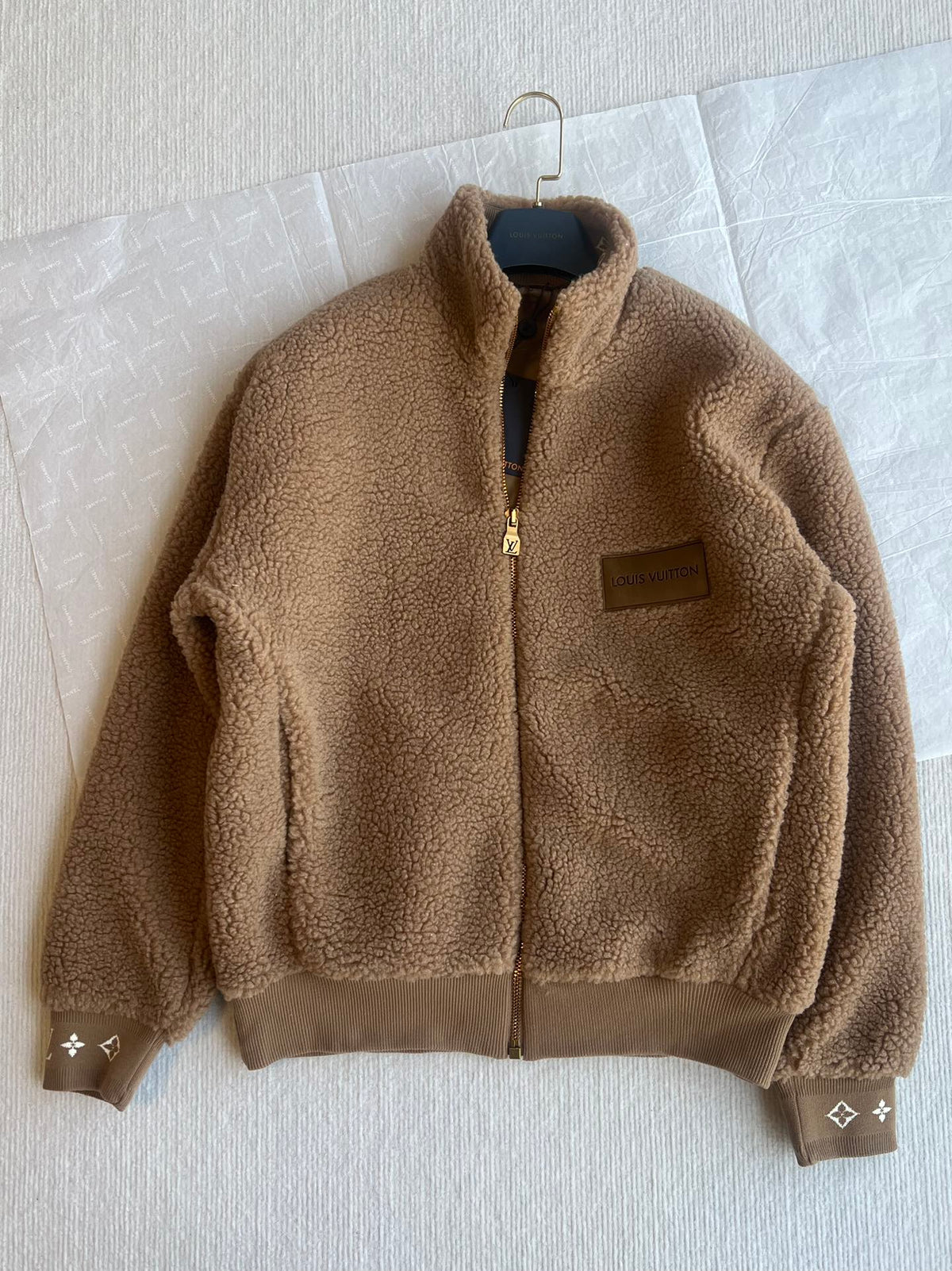 LV 25 Sstand-up Collar Jacket Brown Lambswool Polyester 306760