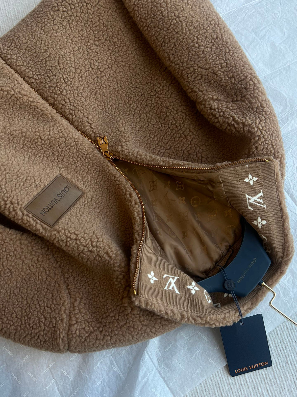 LV 25 Sstand-up Collar Jacket Brown Lambswool Polyester 306760