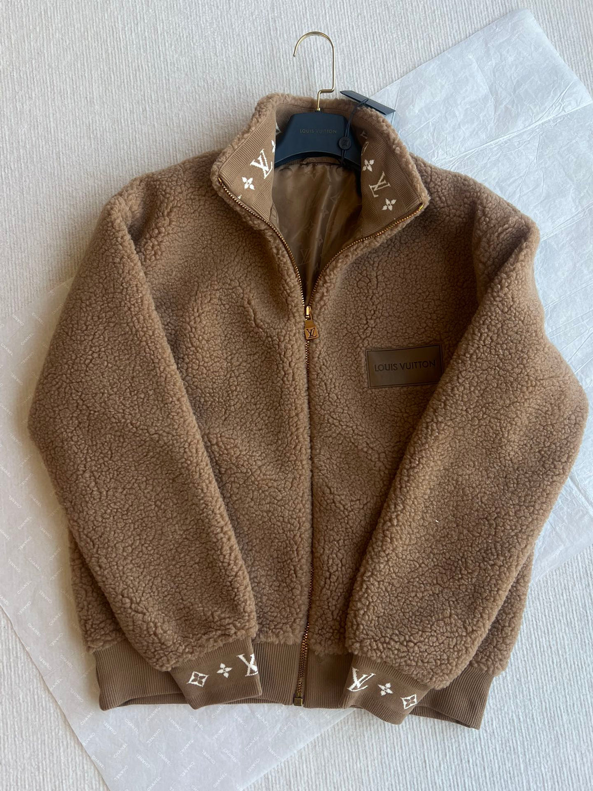 LV 25 Sstand-up Collar Jacket Brown Lambswool Polyester 306760