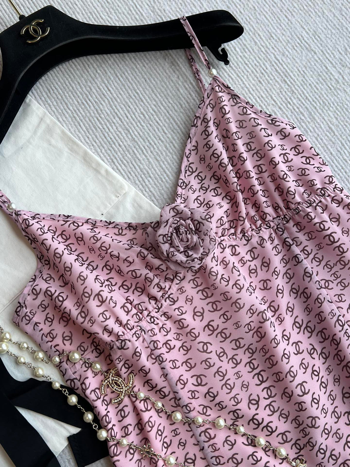 CC Suspender Dress Pink Polyester Linen