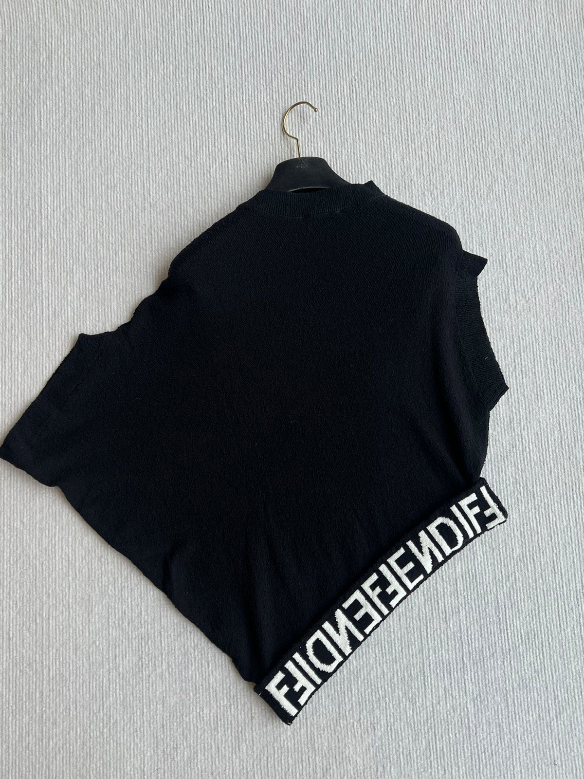 Fendi 25 Asymmetric Hem Cape-sleeved Crewneck Jumper Black Viscose