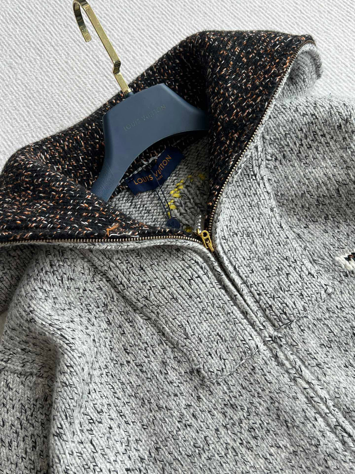 LV 25 Zipper Cardigan Jacket Grey Wool Polyester 306916