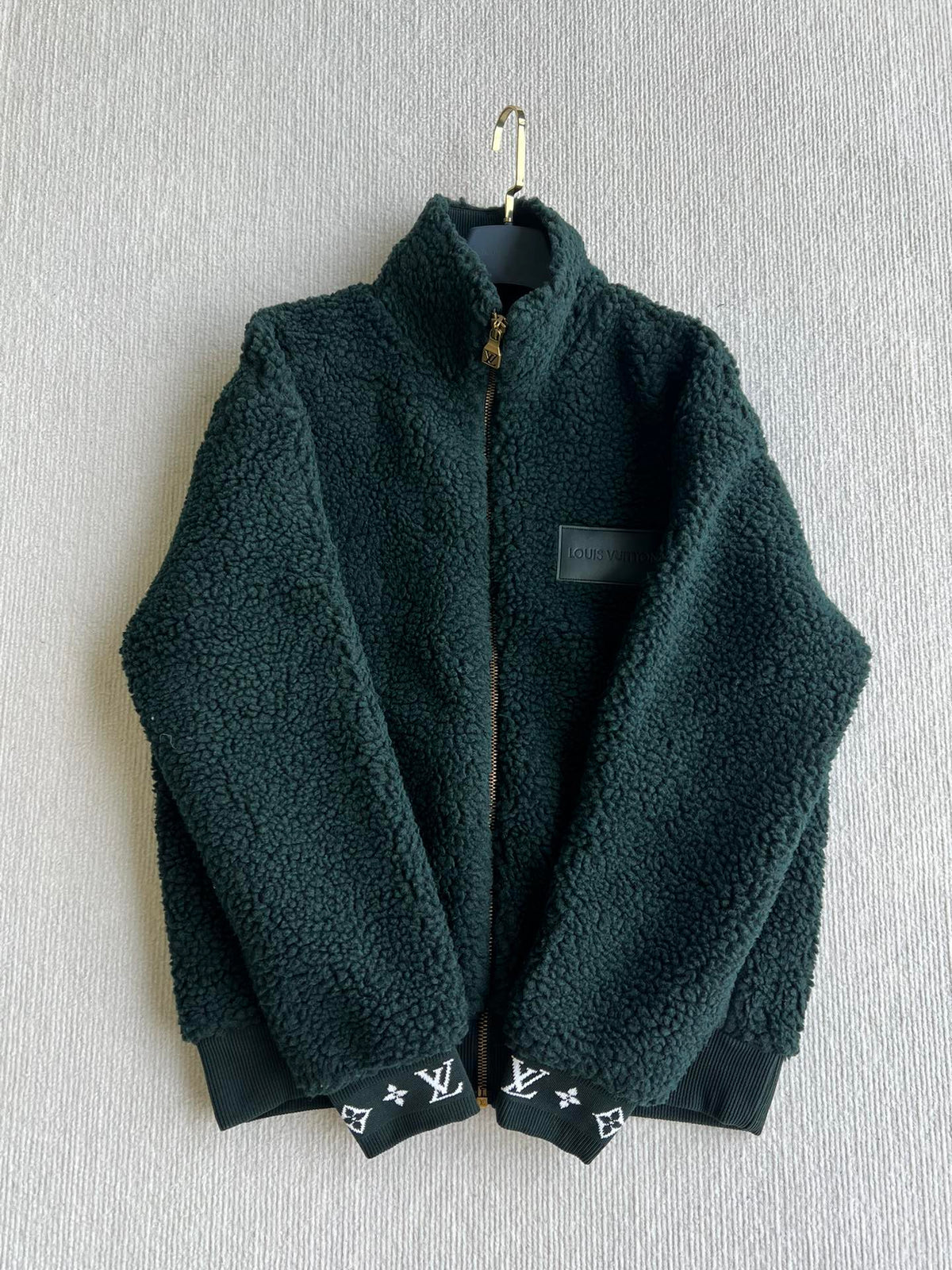 LV 25 Sstand-up Collar Jacket Dark Green Lambswool Polyester 306770