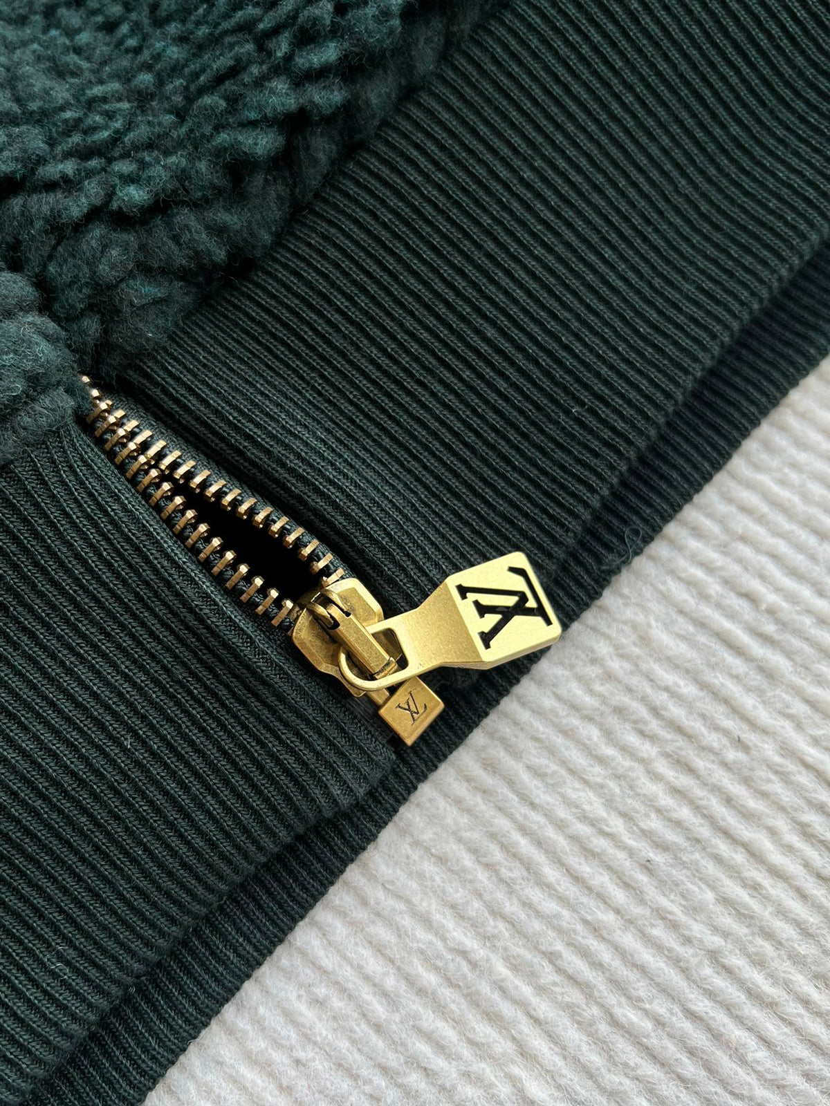 LV 25 Sstand-up Collar Jacket Dark Green Lambswool Polyester 306770