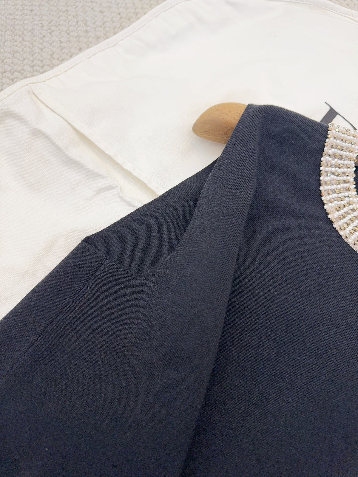 CD 25 Beaded Knitted Dress Blue Tencel Cotton and Silk