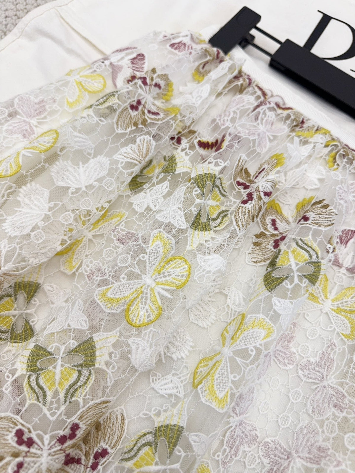 CD 25 Butterfly Embroidered Long Skirt Lace Silk