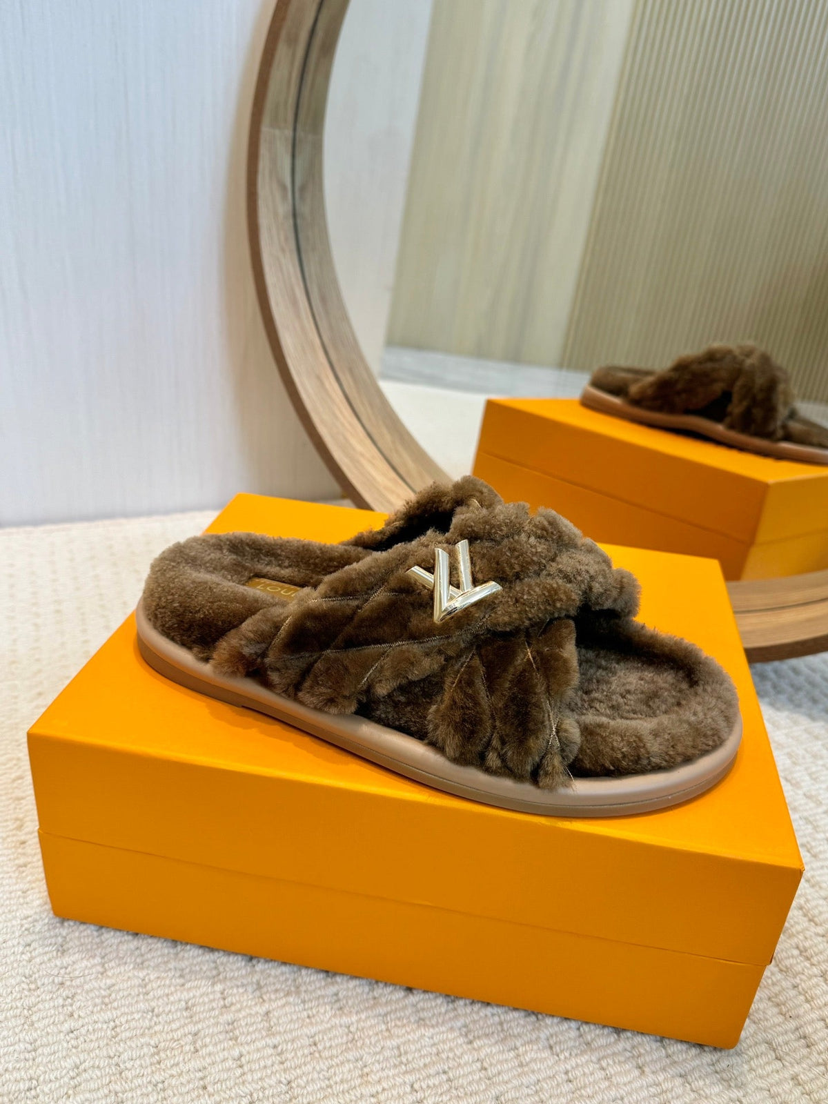 LV Bliss Comfort Mule Brown Earth Wool