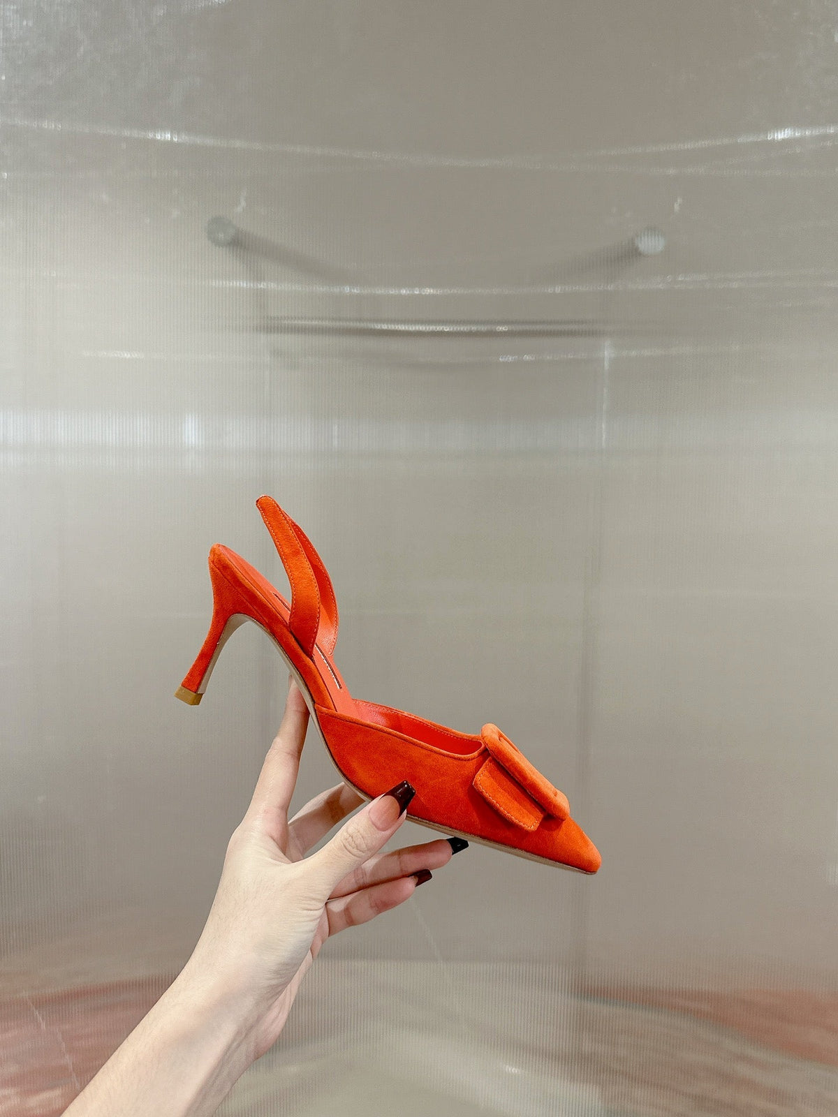 maysale 70 orange suede calfskin